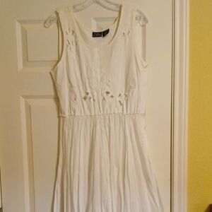 White Cotton Sundress With Embroidery and Cutouts Size L